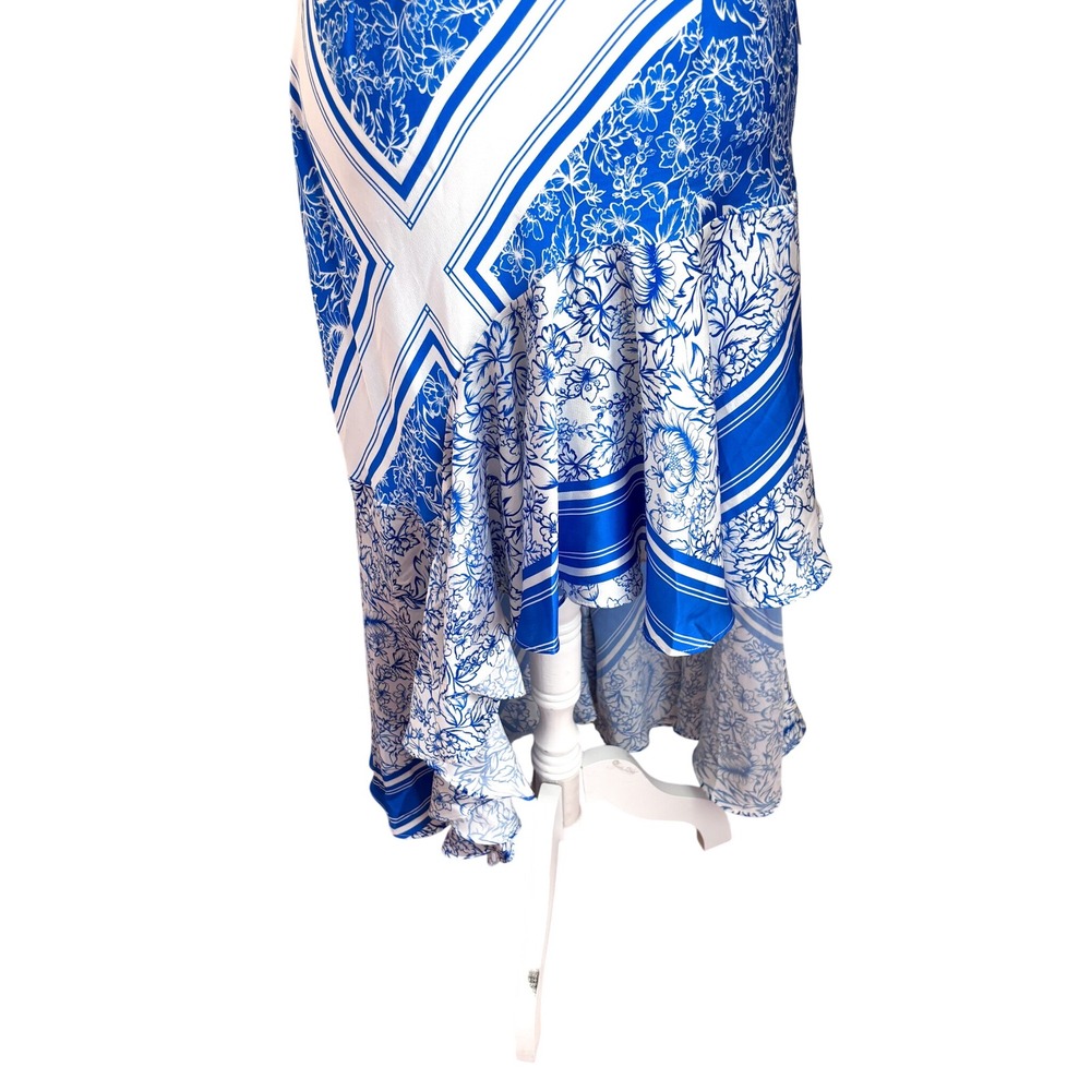 Never Fully Dressed Blue Santorini Senorita Slip Midi Dress Size 8 Ruffle Floral - Picture 3 of 9